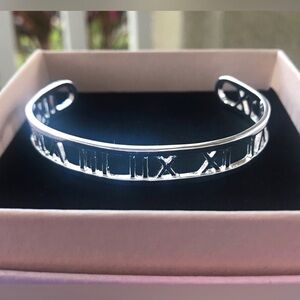 Roman Numeral Sterling Silver Cuff Bracelet